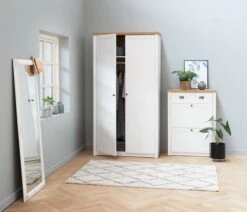 Armoire MARKSKEL 112x210 Blanc/chêne -Royal Oak || DODO || Basic Soldes Magasin 100355