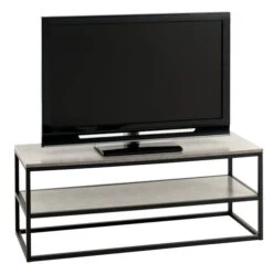 Meuble TV DOKKEDAL Béton/noir -Royal Oak || DODO || Basic Soldes Magasin 113725