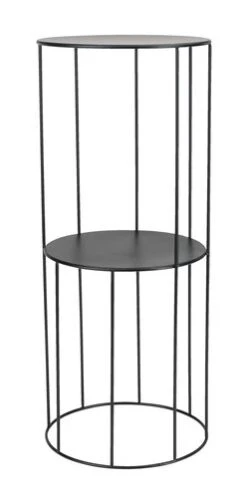 Piédestal PELLE Ø25xH60cm Noir