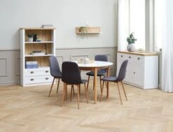 Buffet MARKSKEL 3 Portes Blanc/coloris Chêne -Royal Oak || DODO || Basic Soldes Magasin 128726