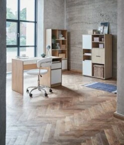 Bureau BILLUND 53x120 Blanc/chêne -Royal Oak || DODO || Basic Soldes Magasin 128838