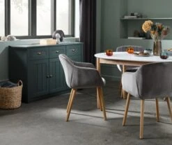 Table MARSTRAND Ø110/110x200 Blanc/naturel -Royal Oak || DODO || Basic Soldes Magasin 131881 1