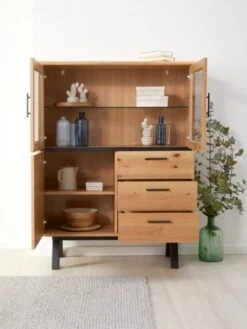 Royal Oak Vitrine SANDBY 3 Portes Chêne Naturel/noir -Royal Oak || DODO || Basic Soldes Magasin 132852