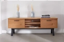 Royal Oak Meuble TV SANDBY 2 Portes Chêne Naturel/noir -Royal Oak || DODO || Basic Soldes Magasin 132859