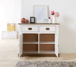 Buffet VILSTED 2 Portes Blanc/brun -Royal Oak || DODO || Basic Soldes Magasin 135050