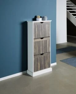 Meuble à Chaussures OLDEKROG 3 Compartiments Blanc/gris -Royal Oak || DODO || Basic Soldes Magasin 135237