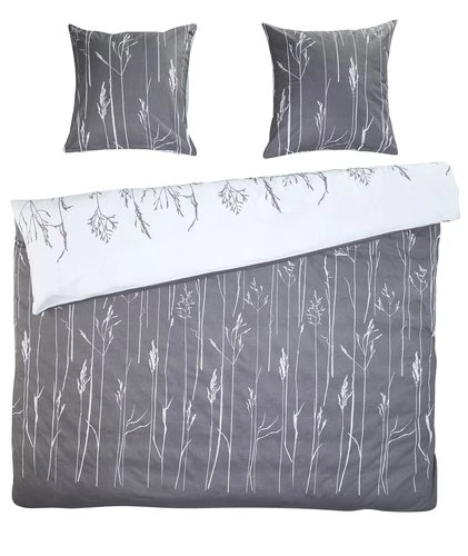 Parure De Lit Satin NORDIC 240x220 Gris/blanc 1 Parure De Lit Satin NORDIC 240x220 Gris/blanc