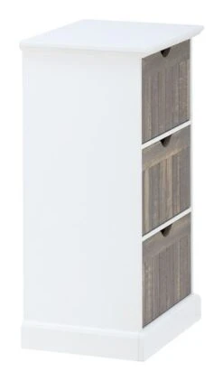 Commode ORLANDO 3 Tiroirs Blanc/gris -Royal Oak || DODO || Basic Soldes Magasin 137778