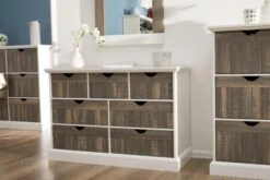 Commode OLDEKROG 7 Tiroirs Blanc/gris -Royal Oak || DODO || Basic Soldes Magasin 137788 1