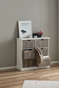 Commode OLDEKROG 6 Tiroirs Blanc/gris -Royal Oak || DODO || Basic Soldes Magasin 137791