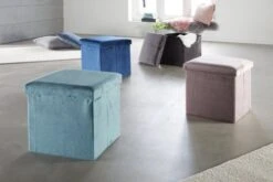 Pouf KALUM 38x38 A/rangement Velours Gris -Royal Oak || DODO || Basic Soldes Magasin 139065