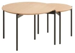 Tables Gigognes BRABRAND Ø70/50 Naturel/noir 2pcs