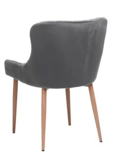 Chaise PEBRINGE Velours Gris/chêne -Royal Oak || DODO || Basic Soldes Magasin 162085