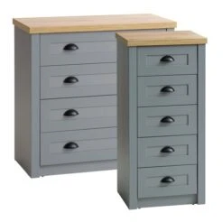 Commode 5 Tiroirs MARKSKEL Gris -Royal Oak || DODO || Basic Soldes Magasin 162140