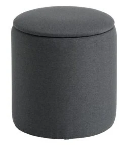 Pouf GISLEV Ø36 A/rangement Tissu Asphalte
