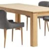 LINTRUP L190/280 Table Chêne + 4 PEBRINGE Velours Gris