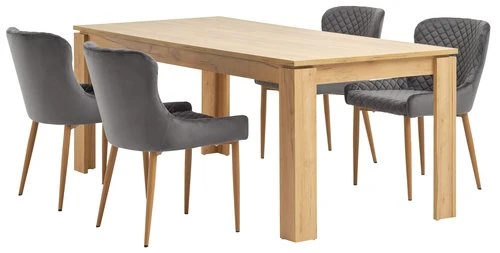 LINTRUP L190/280 Table Chêne + 4 PEBRINGE Velours Gris 1 LINTRUP L190/280 Table Chêne + 4 PEBRINGE Velours Gris