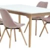 GAMMELGAB L160/200 Table + 4 KASTRUP Chaises Velours Rose