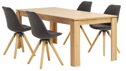 LINTRUP L190/280 Table Chêne +4 DREJHUS Chaises Anthracite 1 LINTRUP L190/280 Table Chêne +4 DREJHUS Chaises Anthracite