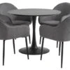 RINGSTED Ø100 Table Noir + 4 SABRO Chaises Gris/noir