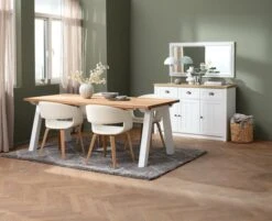 Buffet MARKSKEL 3 Portes Blanc/coloris Chêne -Royal Oak || DODO || Basic Soldes Magasin 165171