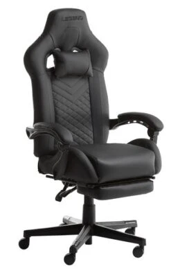 Chaise Gaming HALLUM A/support Jambes Noir