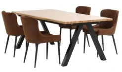 SANDBY L210 Table Chêne Naturel + 4 PEBRINGE Brun/noir