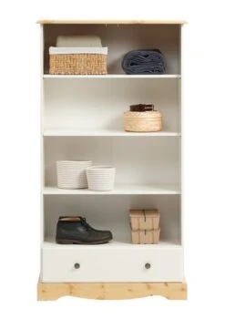 Armoire ROLD 82x153 Blanc/brun -Royal Oak || DODO || Basic Soldes Magasin 179684