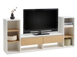 Meuble TV FILSKOV Chêne/blanc -Royal Oak || DODO || Basic Soldes Magasin 185462