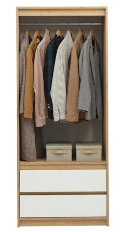 Armoire BILLUND 80x193 Blanc/chêne -Royal Oak || DODO || Basic Soldes Magasin 185896