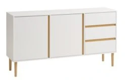 Buffet FENSMARK 2 Portes 3 Tiroirs Blanc/chêne