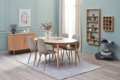 MARSTRAND Ø110 Table Chêne + 4 BISTRUP Chaises Sable -Royal Oak || DODO || Basic Soldes Magasin 186218 1