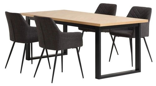 AGERSKOV L200 Table Chêne + 4 PURHUS Chaises Gris 1 AGERSKOV L200 Table Chêne + 4 PURHUS Chaises Gris