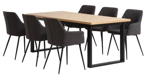 AGERSKOV L200 Table Chêne + 4 PURHUS Chaises Gris 2 AGERSKOV L200 Table Chêne + 4 PURHUS Chaises Gris – Image 2