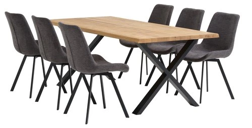 ROSKILDE L200 Chêne Naturel + 4 HYGUM Chaises Gris 3 ROSKILDE L200 Chêne Naturel + 4 HYGUM Chaises Gris – Image 3