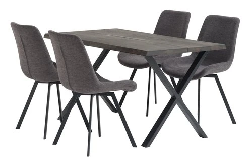 ROSKILDE L140 Chêne Foncé + 4 HYGUM Pivotant Gris 1 ROSKILDE L140 Chêne Foncé + 4 HYGUM Pivotant Gris