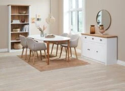 MARSTRAND Ø110 Table Blanc + 4 ADSLEV Chaises Beige -Royal Oak || DODO || Basic Soldes Magasin 186938 1