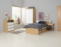 Armoire BILLUND 80x193 Blanc/chêne -Royal Oak || DODO || Basic Soldes Magasin 188048 2