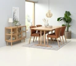 AALBORG L180/270 Table + 4 KULBY Chaises Brun/chêne -Royal Oak || DODO || Basic Soldes Magasin 189192 1