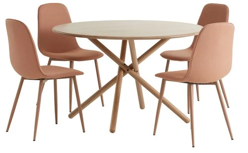 SKIBET Ø120 Table + 4 BISTRUP Chaises Pêche 1 SKIBET Ø120 Table + 4 BISTRUP Chaises Pêche