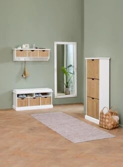 Banc OLDEKROG 3 Tiroirs Blanc/chêne -Royal Oak || DODO || Basic Soldes Magasin 198731 1