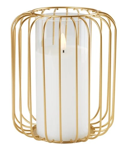 Photophore KRESTER Ø15xH18cm Doré A/LED 2 Photophore KRESTER Ø15xH18cm Doré A/LED – Image 2