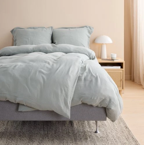 Parure De Lit MALOU Mousseline 240x220 Turquoise 2 Parure De Lit MALOU Mousseline 240x220 Turquoise – Image 2