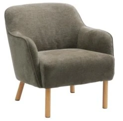 Fauteuil BREDAL Tissu Vert Olive/coloris Chêne