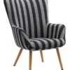 Fauteuil SIMESTED Rayures Tissu Noir/beige