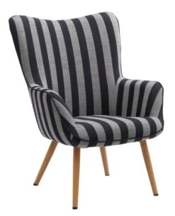 Fauteuil SIMESTED Rayures Tissu Noir/beige