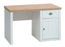 Bureau MARKSKEL 60x120 1 Porte 1 Tiroir Blanc/coloris Chêne