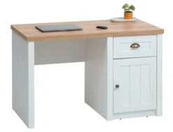 Bureau MARKSKEL 60x120 1 Porte 1 Tiroir Blanc/coloris Chêne -Royal Oak || DODO || Basic Soldes Magasin 212452