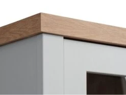 Vitrine MARKSKEL 2 Portes Coloris Gris Clair/chêne -Royal Oak || DODO || Basic Soldes Magasin 212527