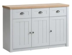 Buffet MARKSKEL 3 Portes Coloris Gris Clair/chêne
